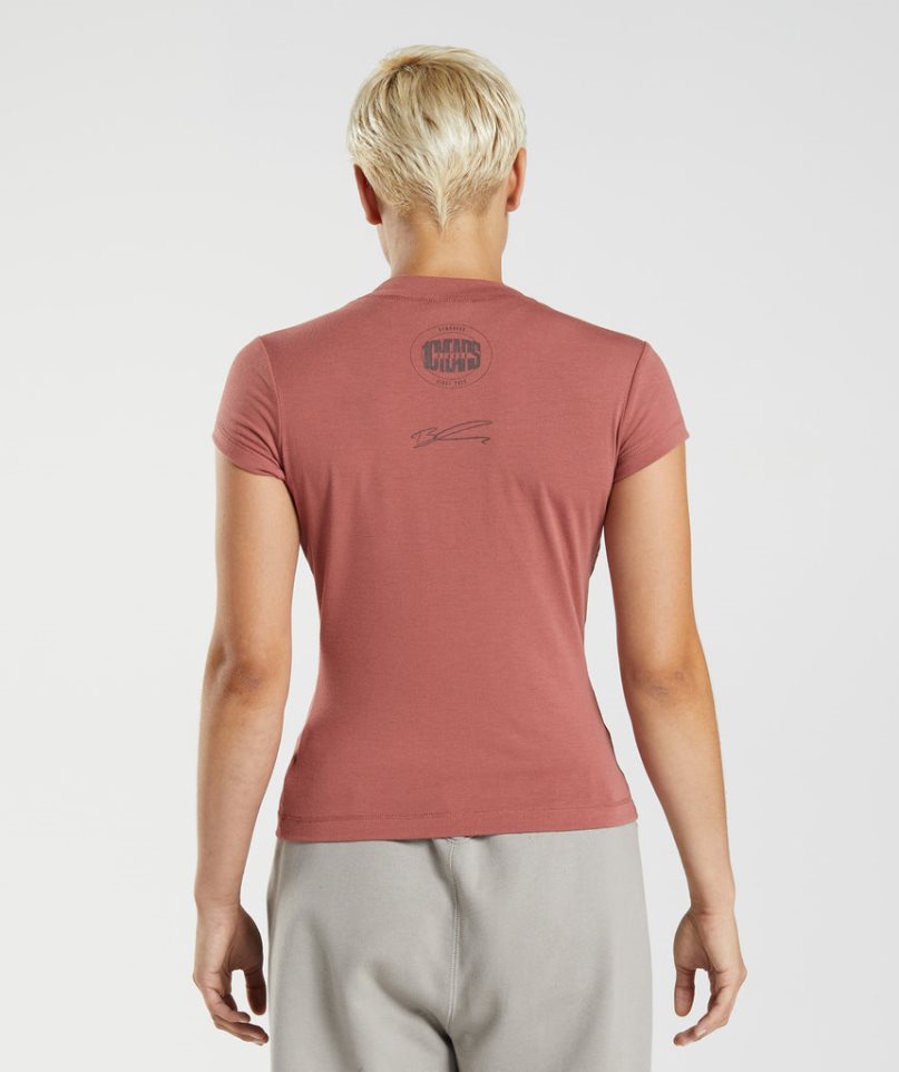 Women's Gymshark GS10 Year Body Fit T-Shirts Brown | CA NA3678